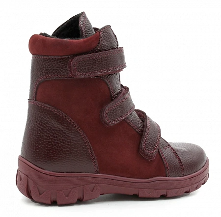 Ботинки ортопедические детские утепленные Ортомода 21189-ХН-126 бордовые с высоким берцем фото 3