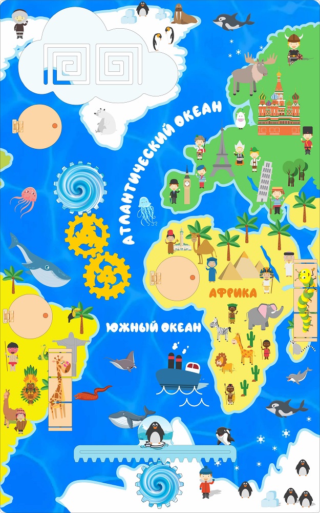 Бизиборд Атлантический океан, Планета Земля, знакомство с окружающим миром, серия «Мир континентов» фото 1