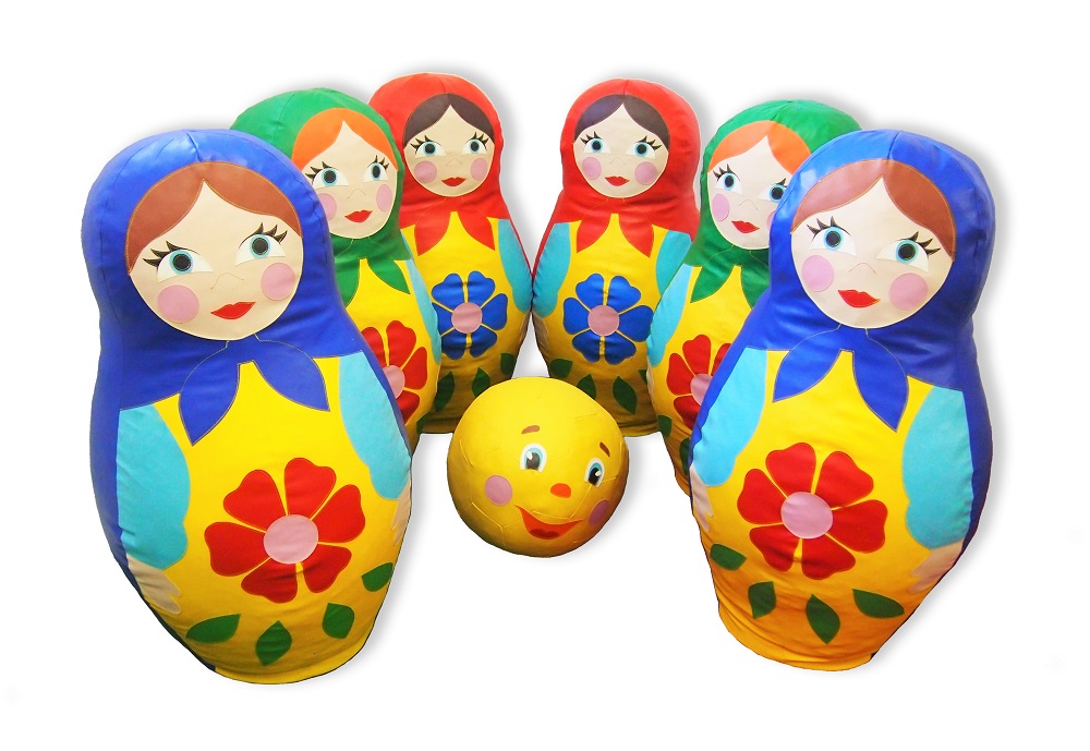 Матрешки кегли, 6 кеглей + 1 колобок, высота кегли 120 см, мяч 50 см. фото 1