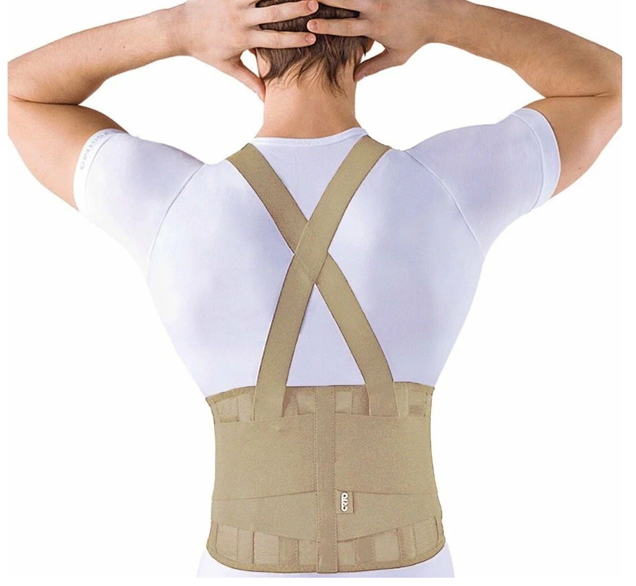 Корсет поясничный ORTO ПК-220, полужесткий, металлические пластины, высота 25 см, бежевый/черный фото 4