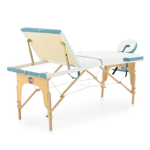 Массажный стол складной MED-MOS JF-AY01 3-х секционный, деревянная рама (двухцветный, размер 185*70) фото 1